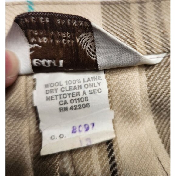 Vtg Pleated Skirt Scottish Al Jean Pure Virgin Wool Beige Plaid light academia - Picture 5 of 7